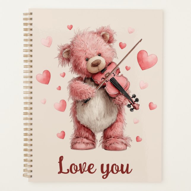 Liebst Du Teddy mit Violine Planer (Vorderseite)