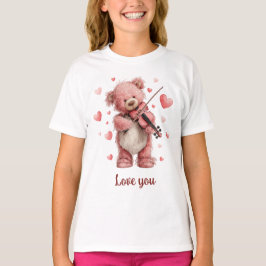 Liebst Du Teddy Mit Violine T-Shirt