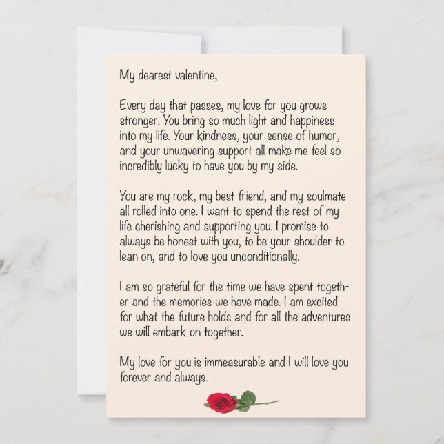 Liebste Valentine Feiertagskarte (Vorderseite)