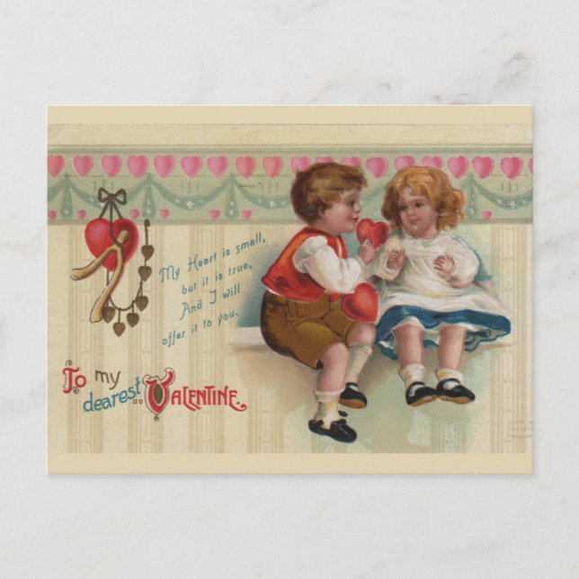 Liebste Valentine Vintag Postkarte (Vorderseite)