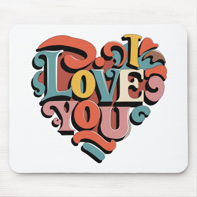 Liebstes Herz Retro Psychedelia Mousepad (Vorne)