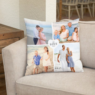 Liebstes individuelles Herz 4-Foto-Collage Kissen