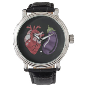Liebt Aubergine Lustiger Schwuler Stolz Humor LGBT Armbanduhr
