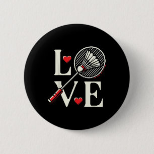 Liebt Badminton Spieler Herz Schläger Federball Button