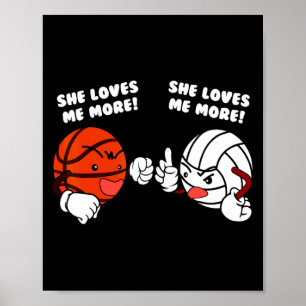 Liebt Basketball-Volleyballspieler T-Shirt mehr Poster
