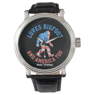 Liebt Bigfoot und Amerika zu sehr Patriotischer Am Armbanduhr