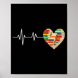 Liebt Bücher Herzschlag Herz Buchliebhaber Bücher Poster