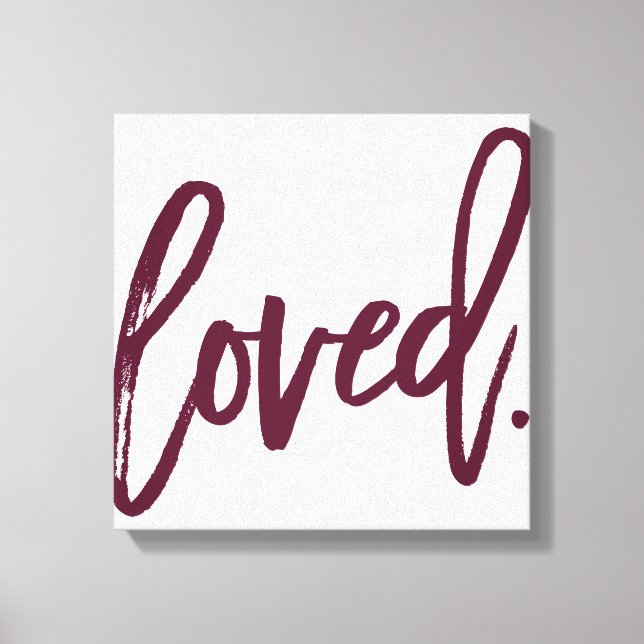 LIEBT. Burgundy Moderne Skriptart Typografie Leinwanddruck (Vorderseite)