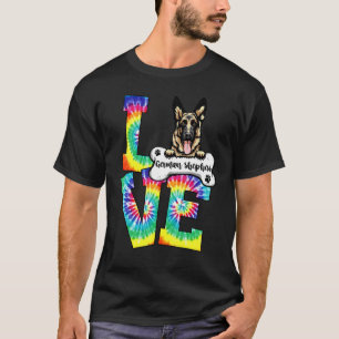Liebt deutscher Schäferhund Tie Dye Regenbogen Hun T-Shirt