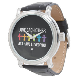 Liebt einander Gay Pride LGBTQ Regenbogen Christli Armbanduhr