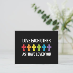 Liebt einander Gay Pride LGBTQ Regenbogen christli Postkarte