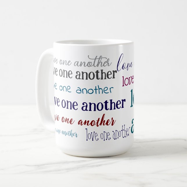 Liebt einander Kaffeetasse (Vorderseite Links)