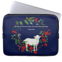 Liebt einander | Lamm- und Blumen-Laptop-Hülle