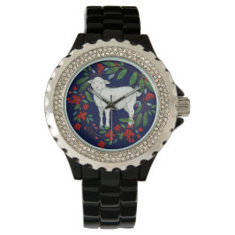 Liebt einander | Lamm- und Blumenuhr Armbanduhr