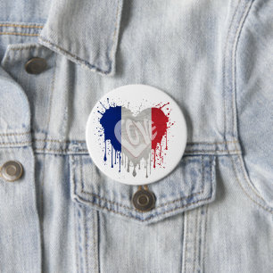 Liebt Frankreich Flagge Button