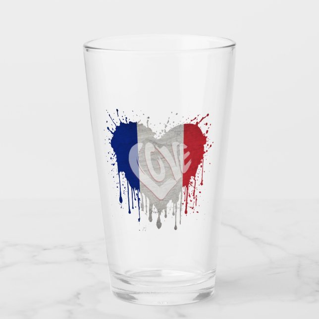 Liebt Frankreich Flagge Glas (Vorderseite)