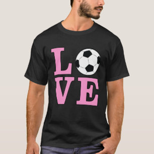 Liebt Fußball - Rosa Text T-Shirt
