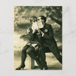 Liebt Geheimnisse Sexy Vintage Button-Up Couple Li Postkarte