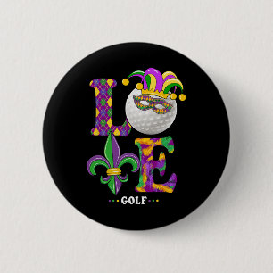 Liebt Golf Mardi Gras Kostüm Karneval Golf Liebhab Button