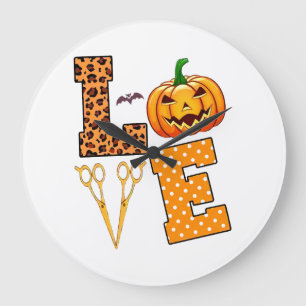 Liebt Halloween-Friseur Große Wanduhr