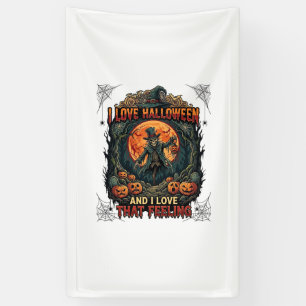 Liebt Halloween Skelett Vogelscheuche Vollmond Kür Banner