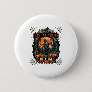 Liebt Halloween Skelett Vogelscheuche Vollmond Kür Button