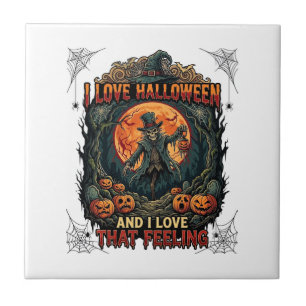Liebt Halloween Skelett Vogelscheuche Vollmond Kür Fliese