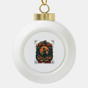Liebt Halloween Skelett Vogelscheuche Vollmond Kür Keramik Kugel-Ornament