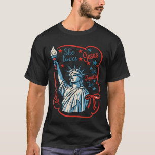 Liebt Jesus und Amerika auch Christlich Patriotisc T-Shirt