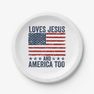 Liebt Jesus und Amerika auch Gott Christlich 4. Ju Pappteller