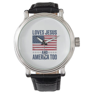 Liebt Jesus und Amerika auch zu patriotisch christ Armbanduhr