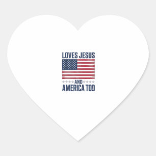 Liebt Jesus und Amerika auch zu patriotisch christ Herz-Aufkleber