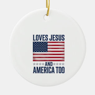 Liebt Jesus und Amerika auch zu patriotisch christ Keramik Ornament