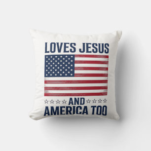 Liebt Jesus und Amerika auch zu patriotisch christ Kissen