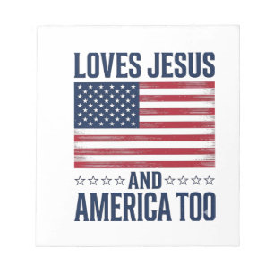 Liebt Jesus und Amerika auch zu patriotisch christ Notizblock