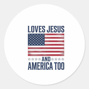 Liebt Jesus und Amerika auch zu patriotisch christ Runder Aufkleber