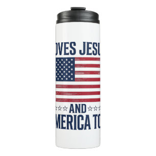 Liebt Jesus und Amerika auch zu patriotisch christ Thermosbecher