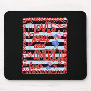 Liebt Jesus und Amerika zu patriotisch christlich Mousepad
