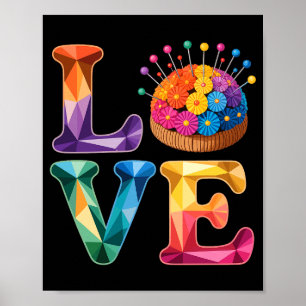 Liebt Nähen Quilten N Kissen Regenbogen Handwerker Poster