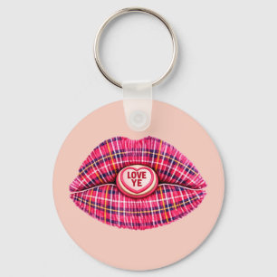 Liebt schottischen Tartan-Kuss Lippen Schottland p Schlüsselanhänger