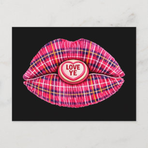 Liebt schottischen Tartan-Kuss-Lippen Schottland r Postkarte