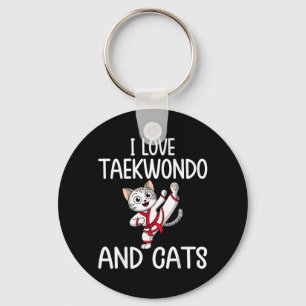 Liebt Taekwondo und Katzen - Karate Martial Arts K Schlüsselanhänger
