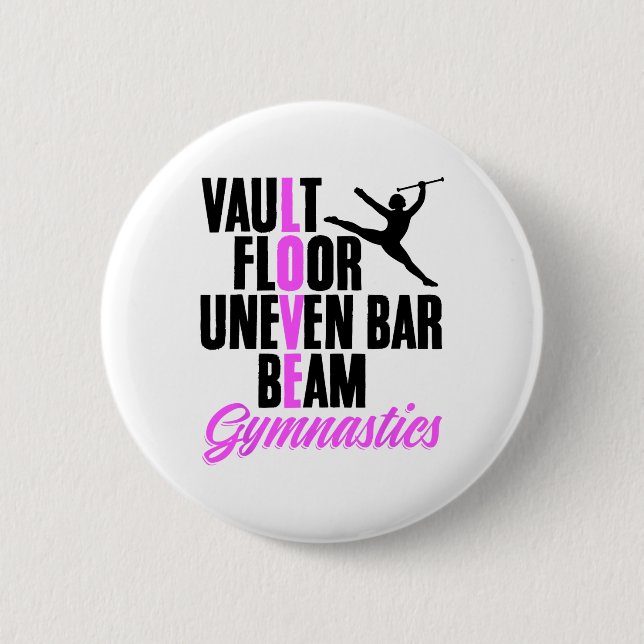 Liebt Turnen Handstand Turner Turnen Trainer Button (Vorderseite)