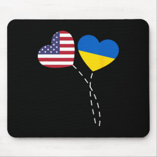 Liebt USA Ukraine-Flagge Herz Ukrainische Amerikan Mousepad