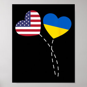 Liebt USA Ukraine-Flagge Herz Ukrainische Amerikan Poster