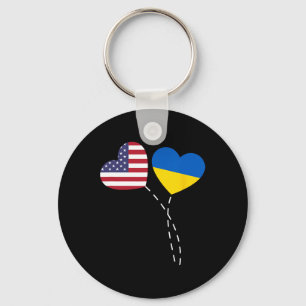 Liebt USA Ukraine-Flagge Herz Ukrainische Amerikan Schlüsselanhänger