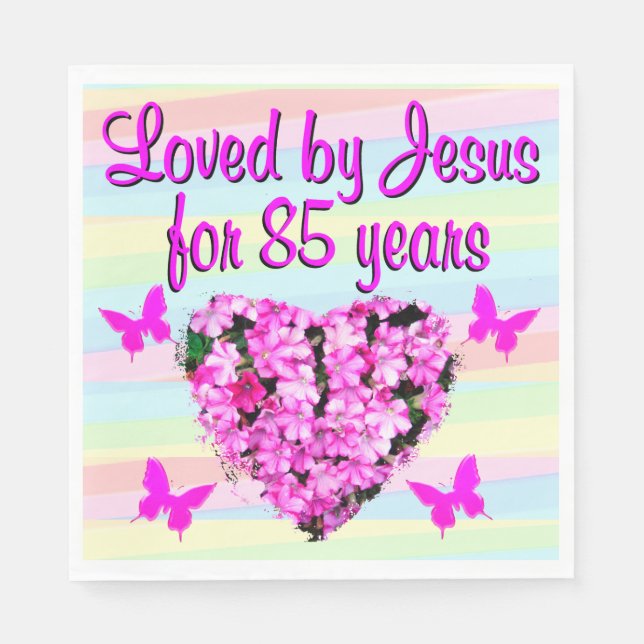 LIEBT VON JESUS 85. GEBURTSTAG BLUMENNAPKINS SERVIETTE (Vorderseite)