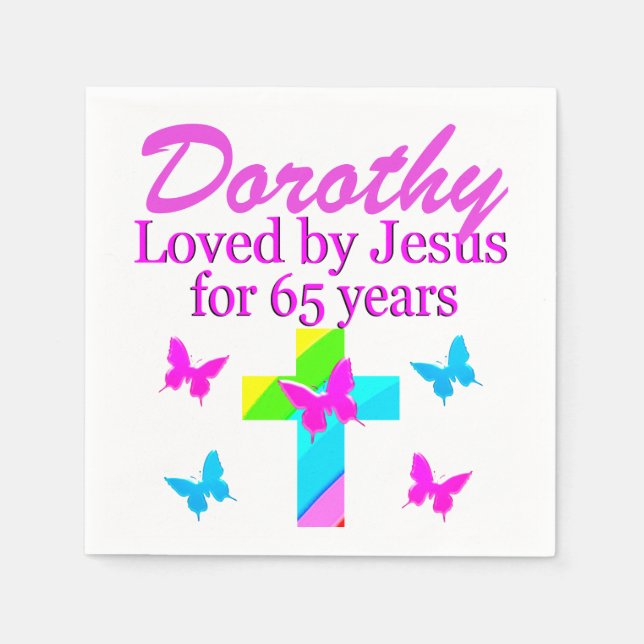 LIEBT VON JESUS PERSONALISIERTEN 65. GEBURTSTAG NA SERVIETTE (Vorderseite)