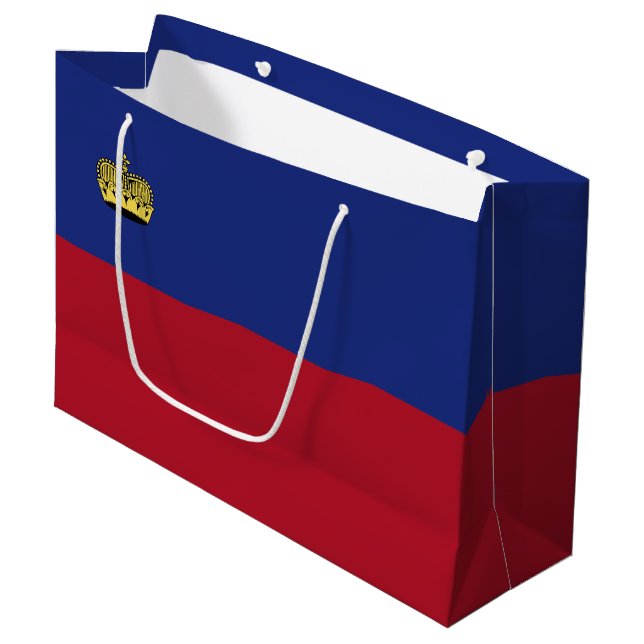 Liechtenstein-Flagge Große Geschenktüte (Vorderseite Schrägansicht)