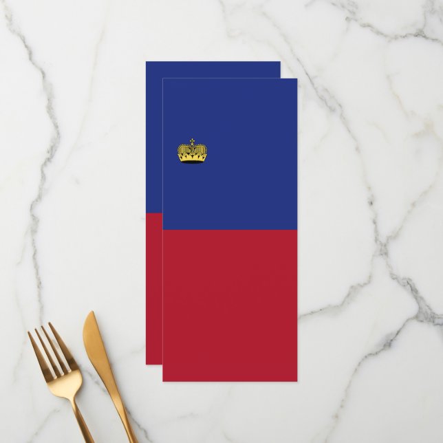 Liechtenstein-Flagge Menükarte (Vorderseite/Rückseite Beispiel)